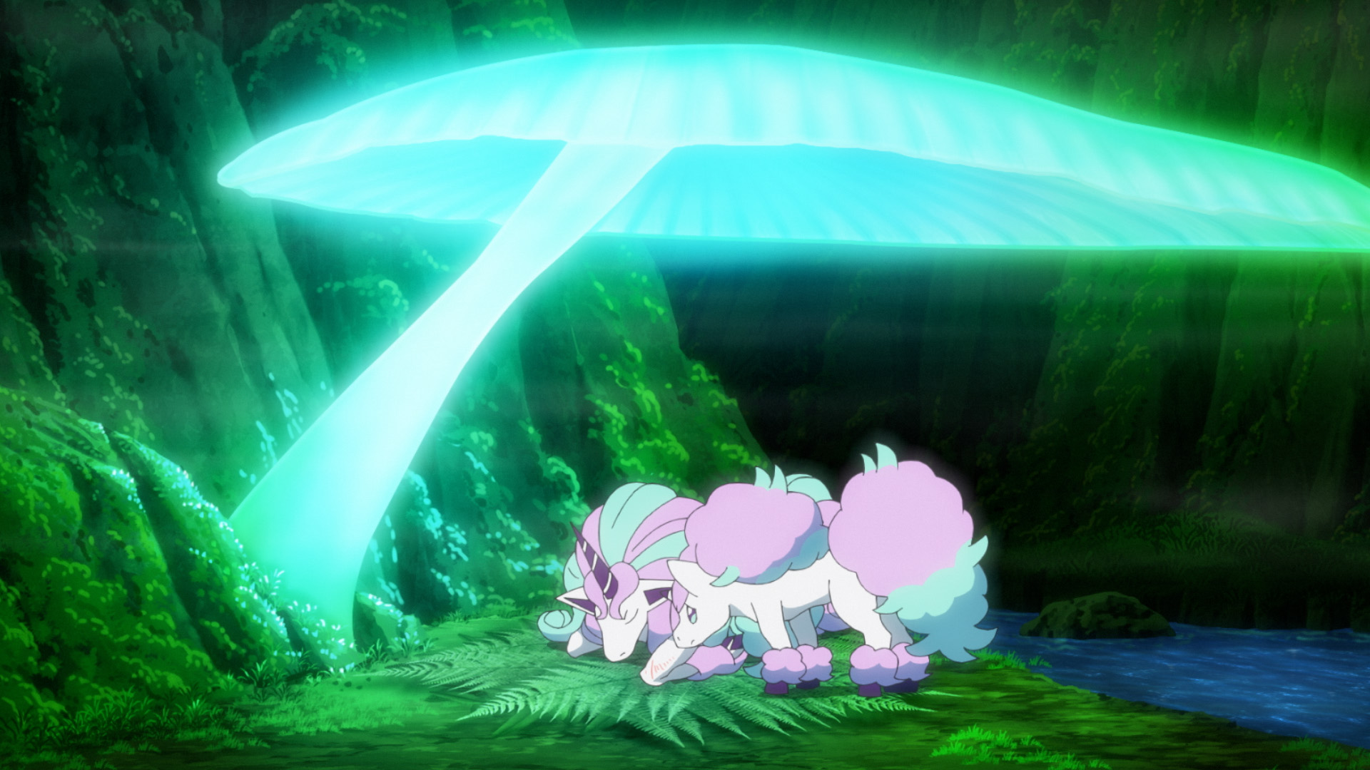 アニメ ポケットモンスター 公式 アニポケ ハイライト ガラル地方のルミナスメイズの森でコハルが出会った ポニータ と ギャロップ 怪我をしたギャロップを救うためコハルは ポニータ イーブイ と共に森の奥へ 雨が降る暗い森の中をめげずに進む