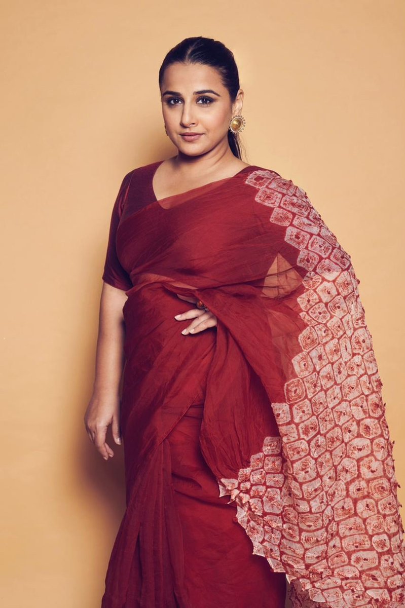 Image result for vidya balan in a red organza saree