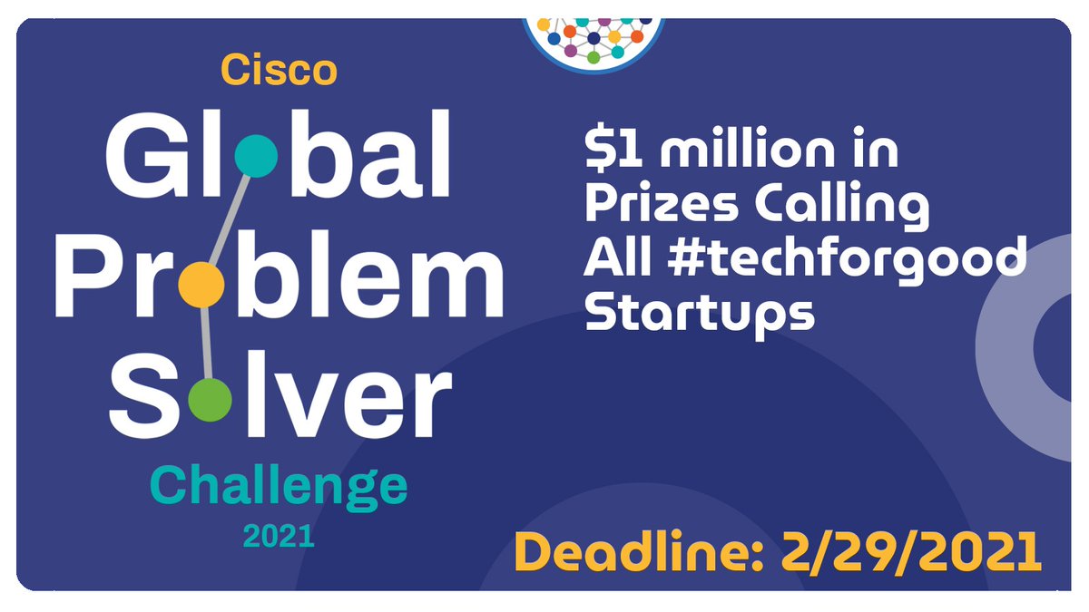 GlobeCrowd's tweet image. Are you a #GlobalProblemSolver? 
@Cisco is looking for #TechForGood startups and digital solutions to today&apos;s problems. Up to $1 Million USD in prizes can be won: l8r.it/ZXDw 
#technology #startup #design #business #entrepreneur