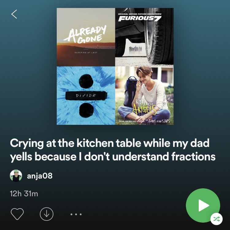 notellen_'s tweet photo. Obsessed with this random person I follow on Spotify https://t.co/Bd7MFTHTrF