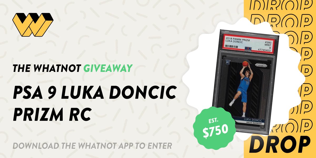 AdventDawn's tweet photo. You can win a PSA 9 Luka Doncic Prizm RC by entering the weekly drop on the Whatnot app from @realwhatnot. Drop closes March 2nd at 2pm PT. https://t.co/1Jp5OqhzdO