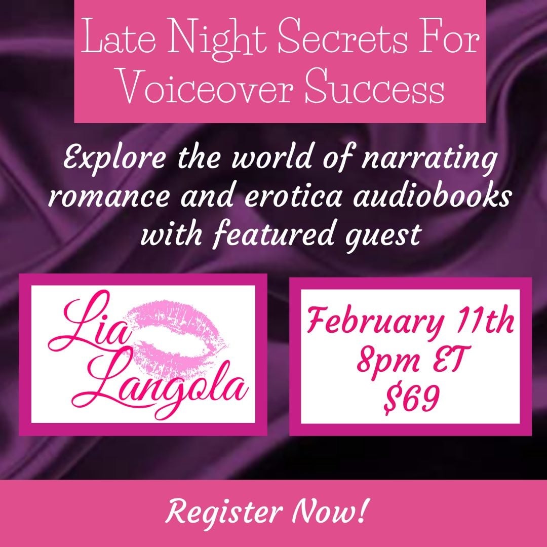 Will I be seeing you tonight? So much to talk about!

tinyurl.com/hnstt3jz

<a href="/RhondasVoice/">Rhonda's Voice</a> #Audiobook #Audiobooks #AudiobookNarration #Narration #VoiceOver #Romance #Romancenarrator #Eroctica #ErocticaNarrator #AuralFixation #TalkingRomance #TalkingErotica #NomDeVox #Pseudonym
