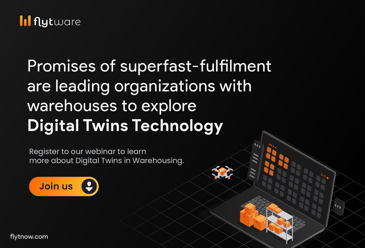 According to McKinsey, businesses now spend an estimated US$350 billion per year on warehousing. Join us at webinar as we talk about how Digital Twins Technology can provide healthy ROIs.
Register flytware.com/webinars/digit…
#warehouseautomation #warehousing #automation #DigitalTwins