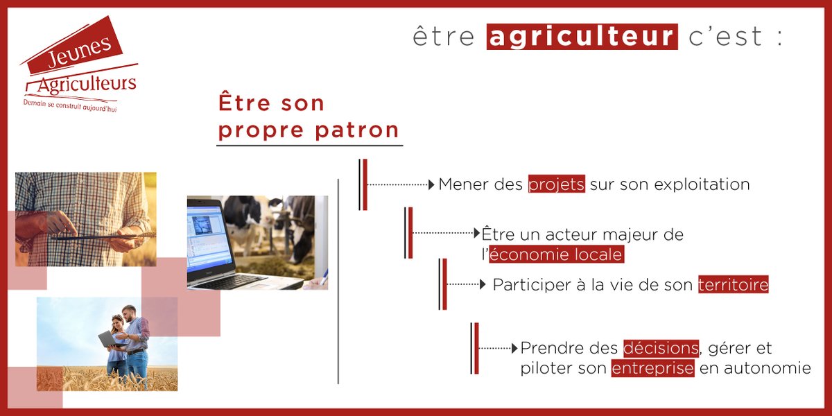 [ #SemaineRGA ]
Être agriculteur, c'est être à la tête d’une entreprise du vivant !
Participer à la vie économique de son territoire, et mener des projets pour son exploitation !
Si vous voulez être votre propre patron, faites le choix de l'agriculture !