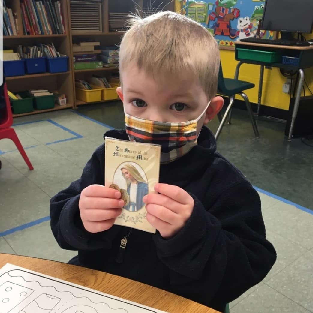 stpatsstoneham's tweet photo. A huge thank you to former parent and former mothers club president, Kay Clark, who dropped off miraculous medals for all of our students and teachers. As we pray to Our Lady of Lourdes on her feast day we said the prayer of the miraculous medal. @CSOboston #riseup #wearestpats https://t.co/kXr2zNto7n