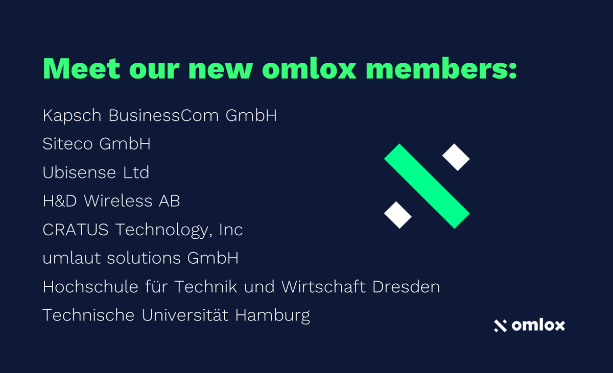omlox (@omloxstandard) on Twitter photo A warm welcome to <a href="/kapschnet/">kapsch.net</a>, Siteco, <a href="/UbisenseNews/">UbisenseSmartSpace</a>, <a href="/hd_wireless/">H&D Wireless</a>, <a href="/CRATUSTECH/">CRATUS Technology, Inc.</a>, Umlaut, <a href="/FHDresden/">Forschung an der FHD</a>, <a href="/TUHamburg/">TU Hamburg</a> for joining <a href="/omloxstandard/">omlox</a>! We are looking forward to spreading locating technologies for the industry around the world together! We believe in standards! #omlox A warm welcome to <a href="/kapschnet/">kapsch.net</a>, Siteco, <a href="/UbisenseNews/">UbisenseSmartSpace</a>, <a href="/hd_wireless/">H&D Wireless</a>, <a href="/CRATUSTECH/">CRATUS Technology, Inc.</a>, Umlaut, <a href="/FHDresden/">Forschung an der FHD</a>, <a href="/TUHamburg/">TU Hamburg</a> for joining <a href="/omloxstandard/">omlox</a>! We are looking forward to spreading locating technologies for the industry around the world together! We believe in standards! #omlox