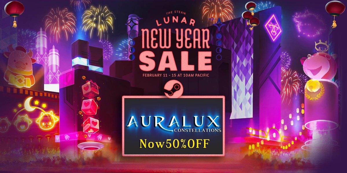 Auralux is 50% OFF during the Steam Lunar New Year Sale! Grab yourself a copy if you don't have it already, or gift one to a friend so you can play together. 🪐bit.ly/3rWHnP5
