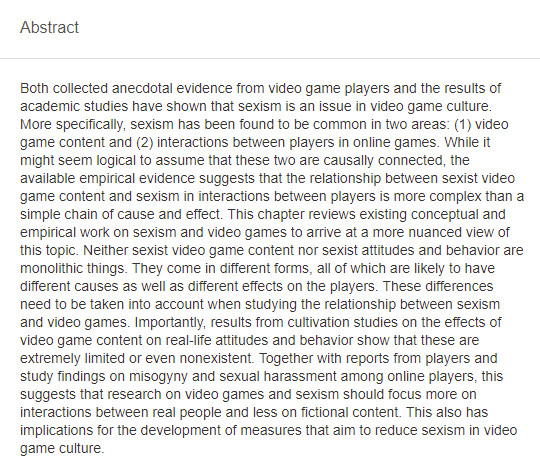  https://www.researchgate.net/publication/327147817_Blame_the_Players_Don't_Blame_the_Games_Why_We_Should_Worry_Less_About_Sexist_Video_Game_Content_and_Focus_More_on_Interactions_Between_Players