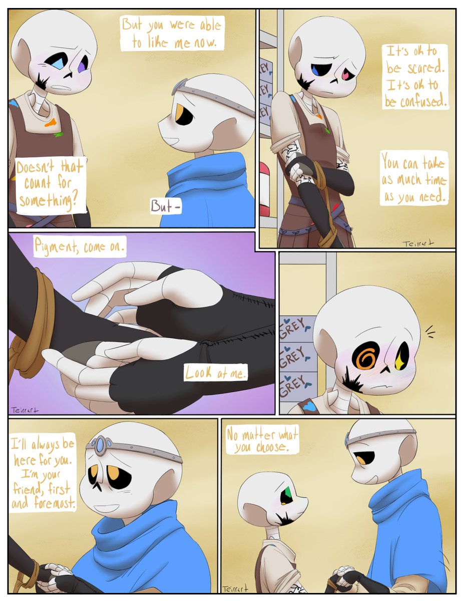 teirrart's tweet photo. Part 11 of Pigment's Pride! and next part of Pigment's bday event uwu
Thanks for being patient with me guys ;w; we're nearing the end of this comic! omg
#pigmentsans #undertale #sandysans #pigmentink #pigmentpridecomic #ochreship #comic #drawing #pridecomic https://t.co/YV3Dzulkee