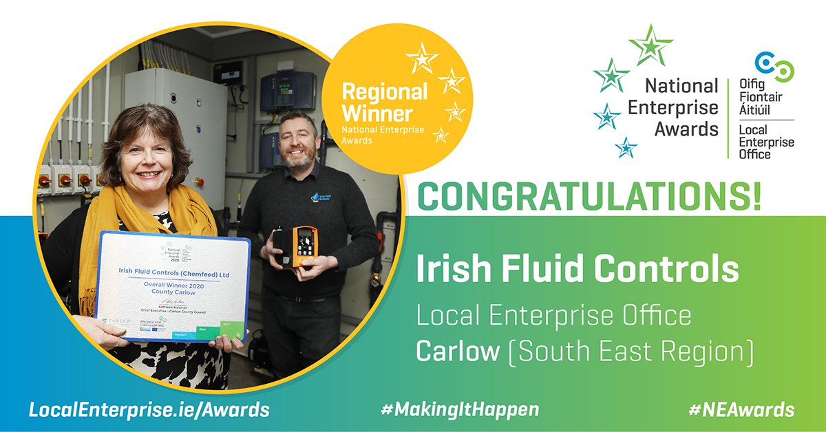 The Winner of the South East Region National Enterprise Award is <a href="/irishfluid/">Irish Fluid Controls NOT ON THIS PLATFORM</a> ! 
#NEAwards #MakingItHappen
@carlowleo @lasireland @entirl @deptenterprise @carlow_co_co