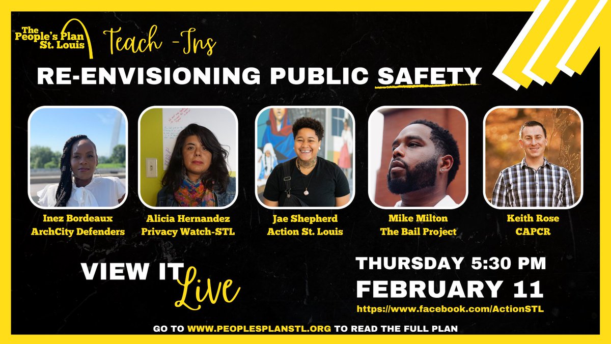 ActionSTL's tweet image. We go LIVE on Action’s FB page tonight at 5:30. Come hear from some of the organizers holding down the Re-envisioning Public Safety pillar of #PeoplesPlanSTL, including our newest panelist, @MikeAMilton314
 from the @bailproject.