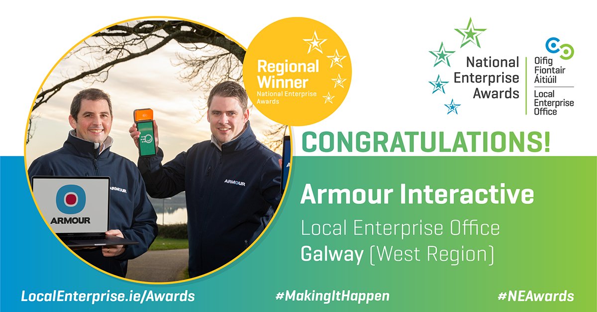 Loc_Enterprise's tweet photo. The Winner of the West Region National Enterprise Award is @Armourie ! 
#NEAwards #MakingItHappen
@LeoGalway @lasireland @entirl @deptenterprise https://t.co/GWErVtbjGo