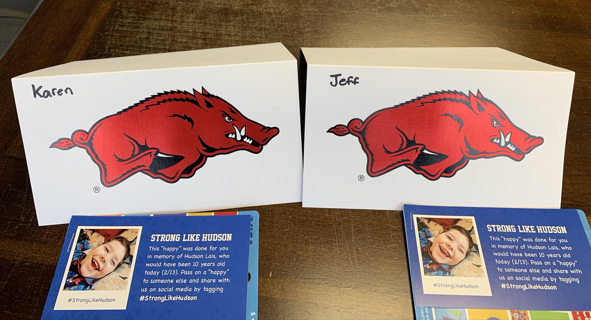 EricPMusselman's tweet photo. In memory of Hudson Lais we passed on a “happy” in his memory (A few days early)! Left a card for two members of our facilities crew that take such good care of us. Pass on a “happy” of your own Feb. 13! @hudson_strong #StrongLikeHudson https://t.co/xwsnPG8qdv