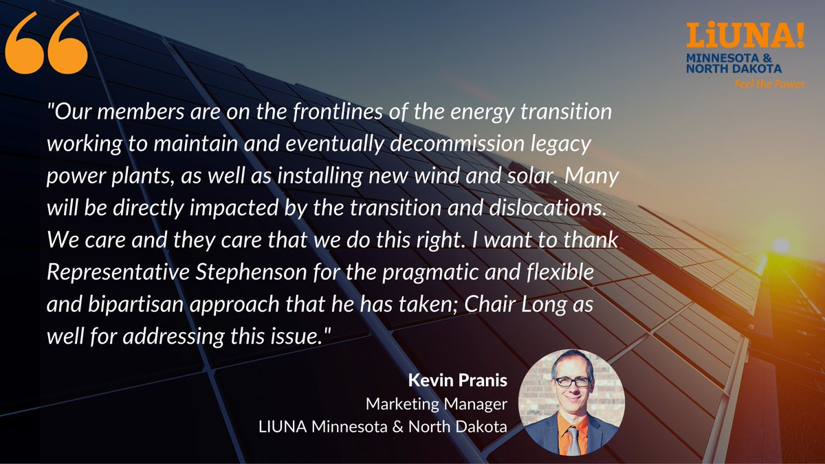 LIUNAMinnesota's tweet photo. The #CleanEnergyFirst act will help MN move as quickly as the tech. allows toward decarbonization while ensuring our future economic competitiveness, and a just transition for workers in the energy sector. Thank you Reps. @zackstephenson and @Jamiemlong for leading this. #MNLeg https://t.co/B36dd5nLP2