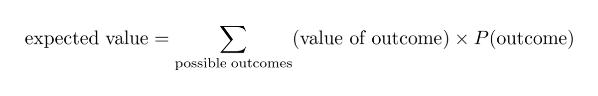 Suppose that similarly to the previous example, the outcome of your experiments can be quantified. (Like throwing a dice or making a bet at the poker table.)The expected value is just the average outcome you have per experiment when you let it run infinitely. 