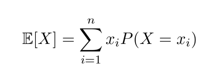 The formula above is simply the expected value in English.If we formally denote the variable describing the outcome of the experiment with 𝑋 and its possible values with 𝑥ᵢ, we get back the formula in the first tweet.It looks much easier now, isn't it?