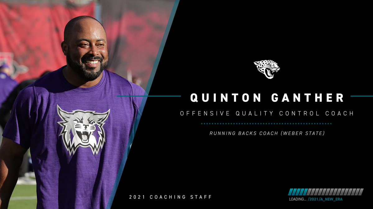 Offensive Quality Control: Quinton Ganther Previously served as running backs coach at Weber State Three 3 straight Big Sky titles at Weber State Four FCS Playoff appearances at Weber State Twice All-Mountain West running back at Utah under Coach Urban Meyer