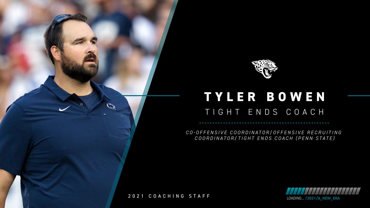 Tight Ends Coach: Tyler Bowen Previously TE coach and co-offensive coordinator at Penn State Helped TE Pat Freiermuth rank second among FBS tight ends with 8 touchdowns