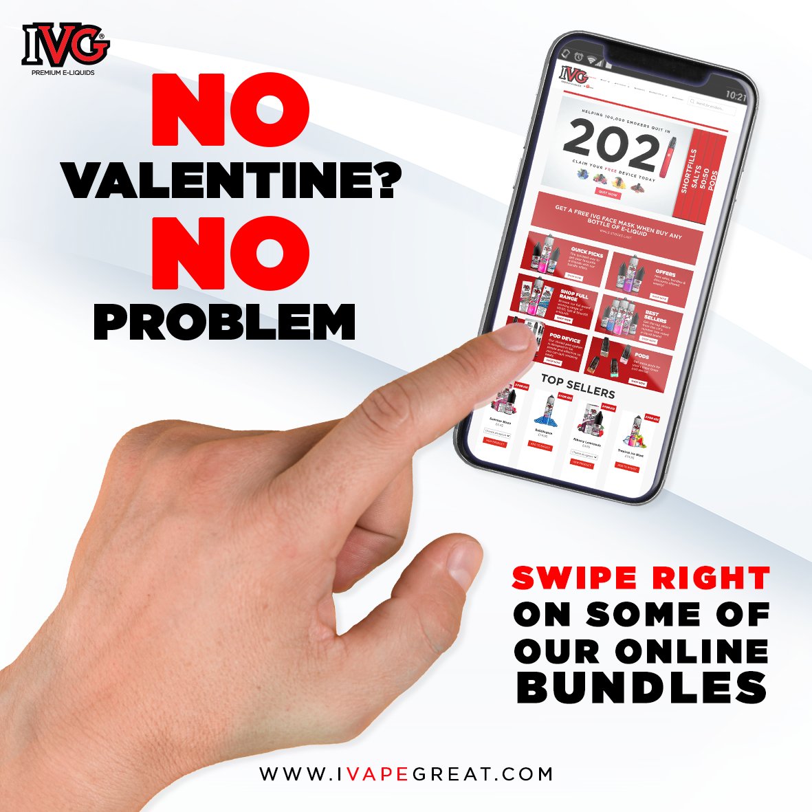 No Valentine? No problem. Treat YOURSELF this valentines to some of our favourite flavours! 😍  
Check out our faves over here ➡️ ivapegreat.com 

#treatyourself #ivgeliquids #ivapegreat #valentinesday  #vapecommunity