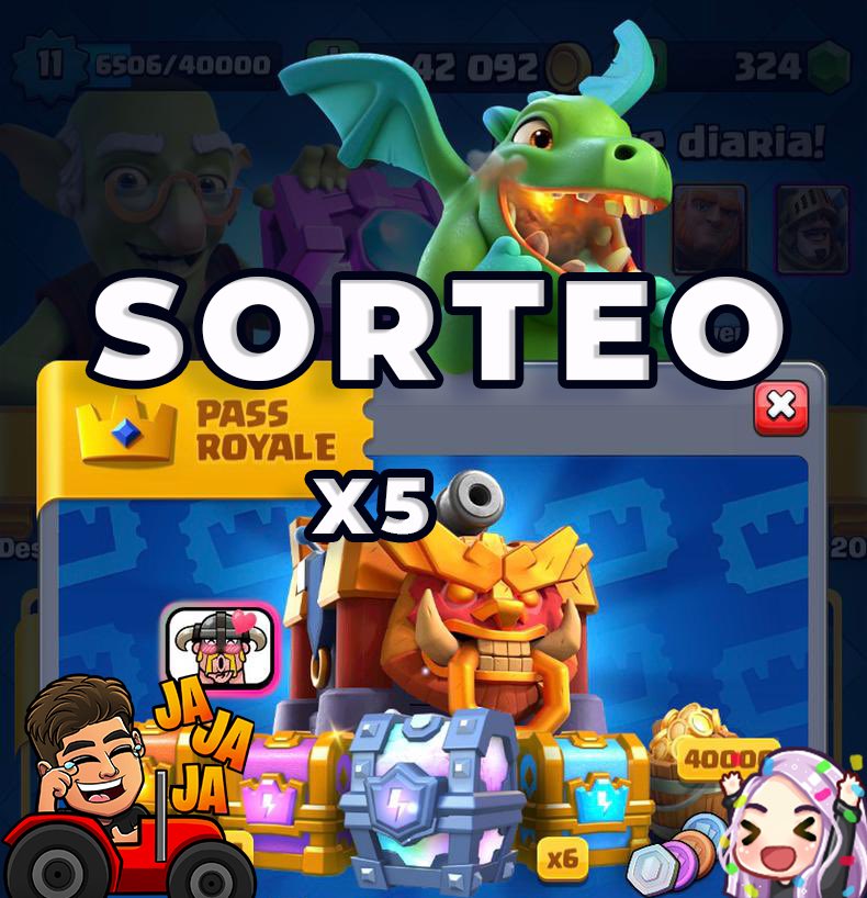 SORTEO DE 5 PASSROYALE
Lo único que tienes que hacer para participar es seguirnos en Twitter e Instagram
Twitter:
<a href="/Real_BaleGame/">BaleGG</a> 
<a href="/feryfergg/">feryfer</a>
Instagram:
@balegg11
<a href="/feryfergg/">feryfer</a>
✨Dar RT y fav
🌈Etiquetar a dos amigos 
Anunciamos al ganador el lunes 15 de febrero de 2021
Suerte💖