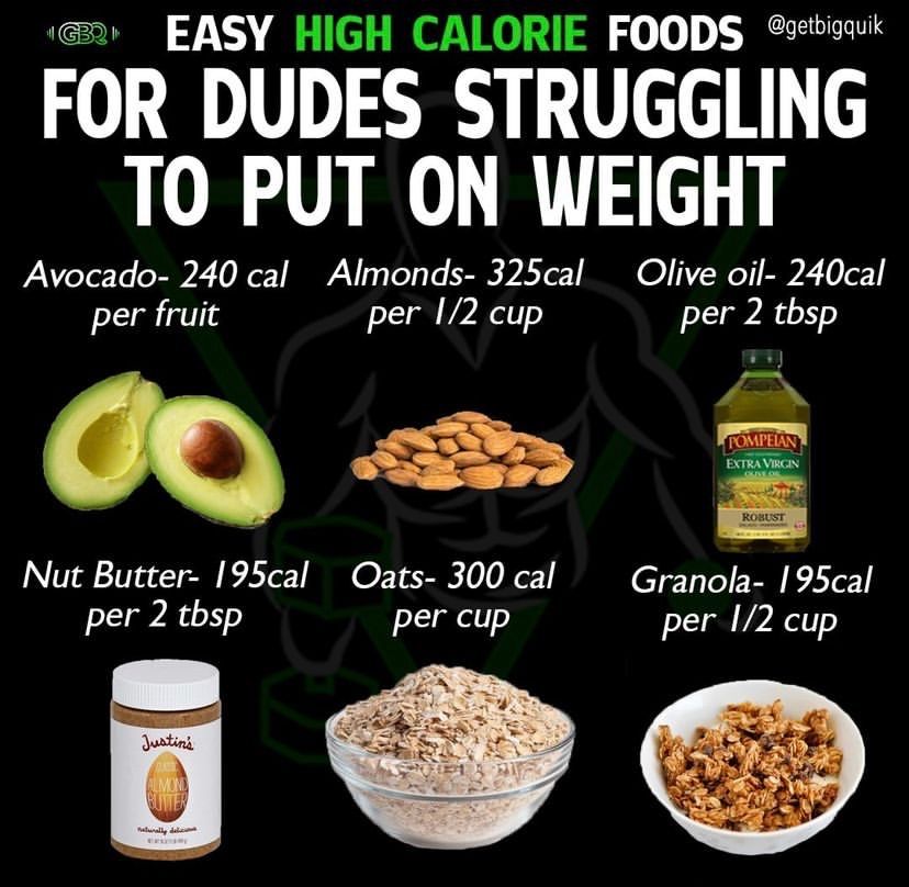 GetBigQuik's tweet photo. If you struggle to put on weight, try adding some of these foods into your diet! https://t.co/5KltaO7fX7