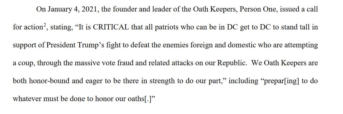 Not for the first time, prosecutors mention Stewart Rhodes, the Oath Keepers founder, in a filing.Here they note that on Jan. 4 Rhodes put out a call "to to stand tall in support of President Trump’s fight to defeat the enemies foreign & domestic who are attempting a coup."