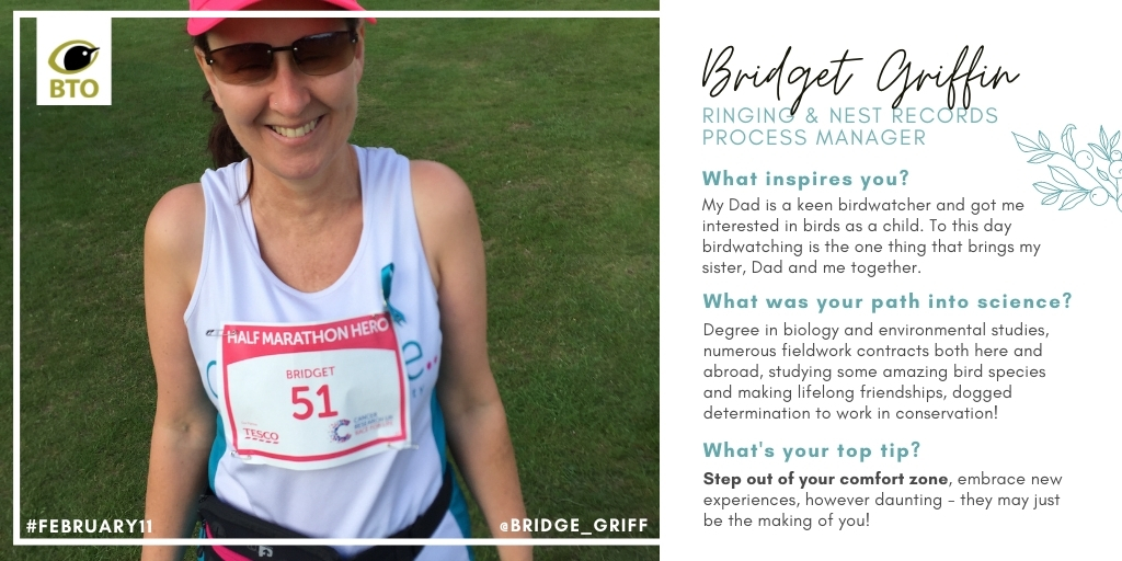 "Step out of your comfort zone, and embrace new experiences - however daunting they may be! They may just be the making of you," says  @Bridge_Griff. Dogged determination to work in conservation is what brought her to  @_BTO! #February11  @WomenScienceDay