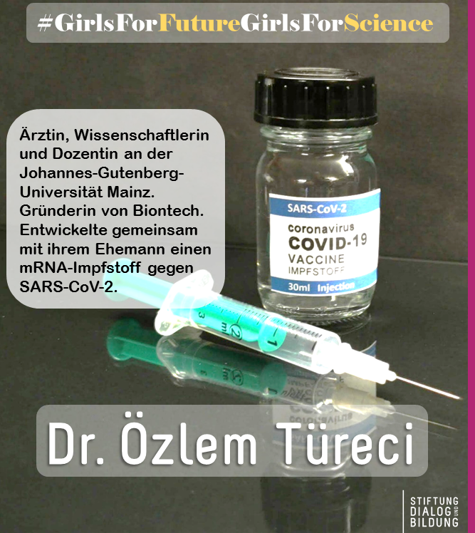 StiftungDuB's tweet photo. Dr. Özlem Türeci
Ärztin, Wissenschaftlerin und Dozentin an der Johannes-Gutenberg-Universität Mainz. Gründerin von Biontech. Entwickelte gemeinsam mit ihrem Ehemann einen mRNA-Impfstoff gegen SARS-CoV-2.

#GirlsForFutureGirlsForScience 
#WomenInScience 
#WomenInScienceDay https://t.co/f1sTzf0NeJ