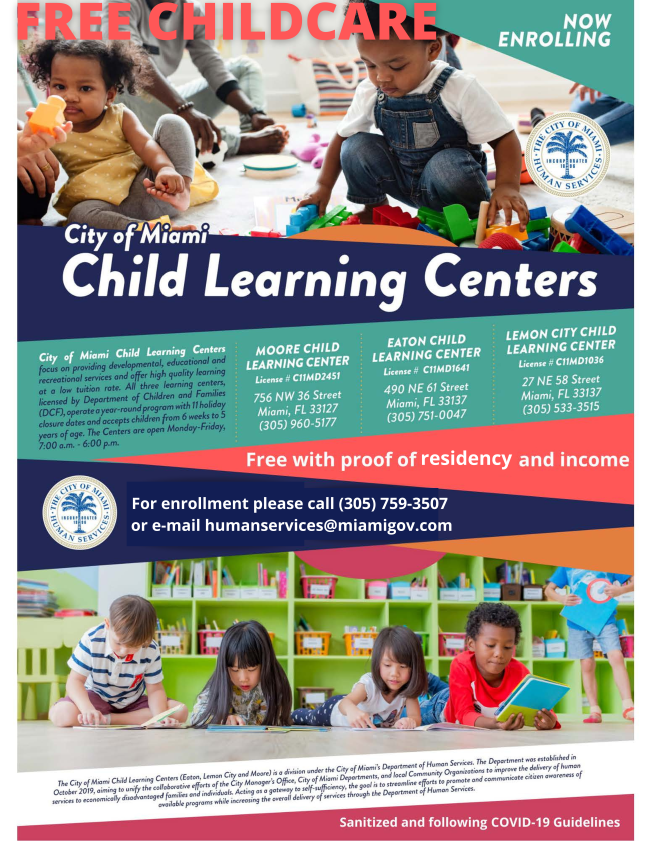 City of Miami - Child Learning Centers - FREE tuition for those that qualify! conta.cc/2KXzqJv