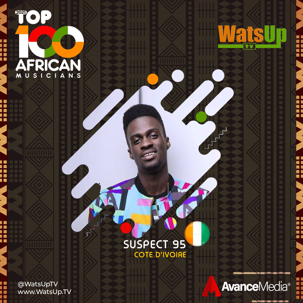 WatsUpTV's tweet photo. @suspect_95 | Cote D'Ivoire
Congrats on making our 2021 Top 100 African Musicians ranking.
More info on https://t.co/FrxwdXuj46
@WatsUpTV
@avancemedia
#100AfricanMusicians #WatsUpTV #AvanceMedia https://t.co/lDgNTqJ92N