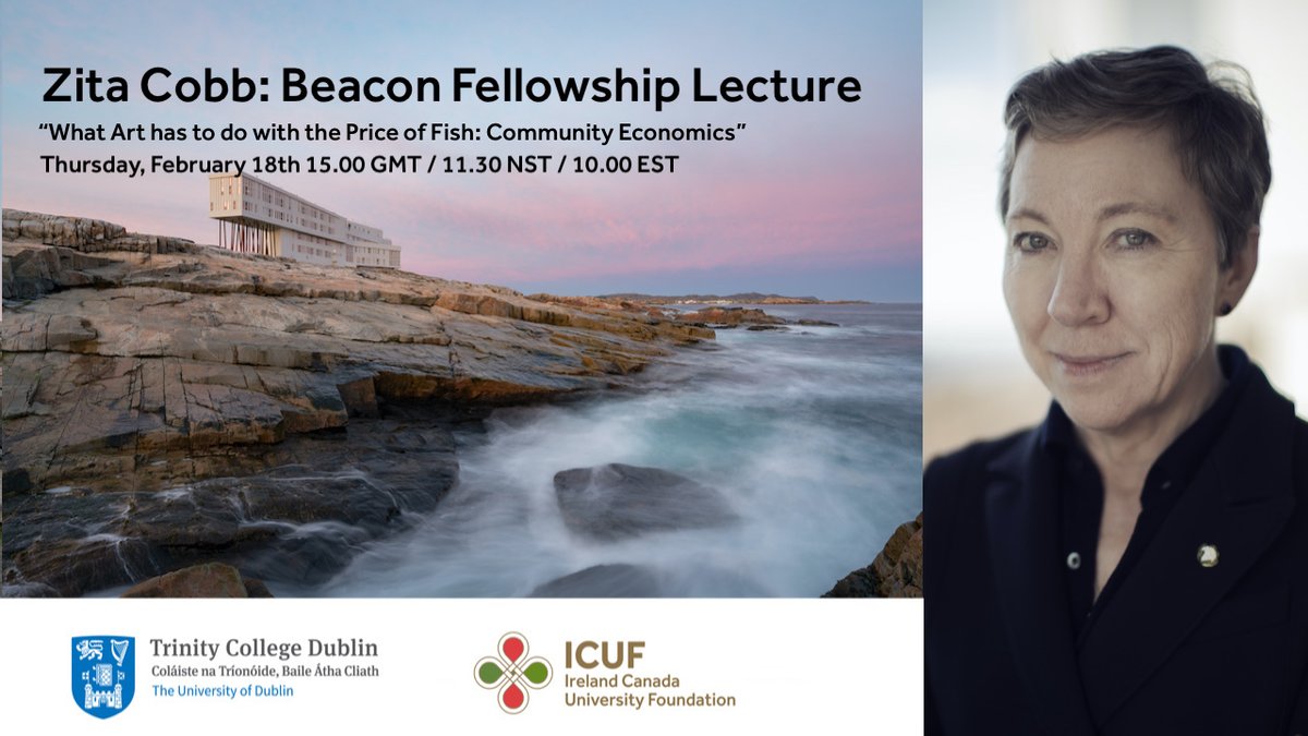 BEACON LECTURE: Zita Cobb will speak on “What Art has to do with the Price of Fish: Community Economics” in partnership with @TrinityResInnov Trinity College Dublin on February 18th @ 10.00 (EST) / 11.30 (NST) / 15.00 (GMT) youtu.be/6RWnbKHT6lg