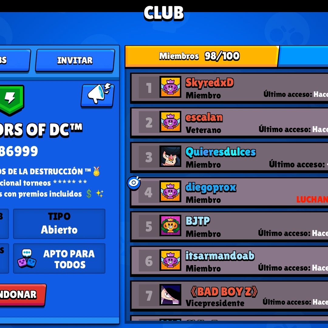 🔰TORNEO🔰
BRAWL STARS
👑IMPACTO👑

🎯MODO DE JUEGO🎯
☠️Supervivencia☠️(DÚOS👥 A 1 PARTIDA)

⚠️PREMIOS⚠️
30 DÓLARES💵
🥇AL EQUIPO GANADOR🥇

📋HORARIO📋
⚜️VIERNES 12 A LAS 8:00 PM HORA México⚜️

〽️REQUISITOS〽️
🔸UNIRTE AL GRUPO DE WHATSAPP 
chat.whatsapp.com/HGT4CJkAmZWB5M…