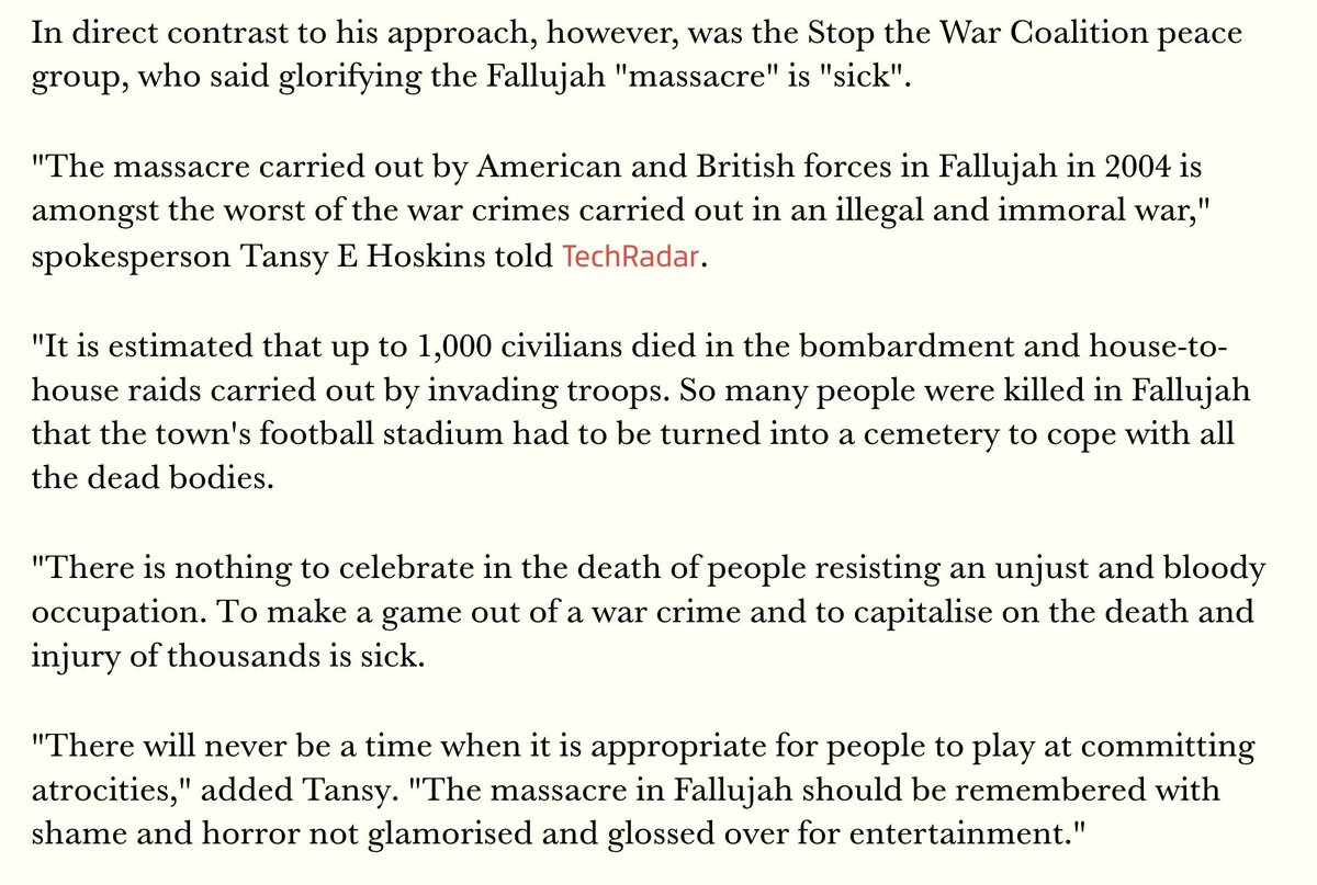 I couldn't possibly guess why Six Days in Fallujah is being revived at a time when US army recruitment is at an all time low. This reboot is from the same people that worked with the FBI and CIA on training systems and is basing its game on excusing US war crimes.