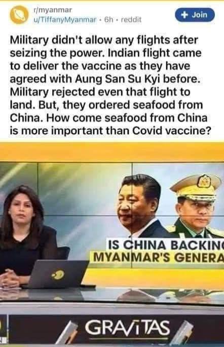 BBH_myanmar's tweet photo. May be our Senior general wants to eat seafood before he died!🤷🏻‍♀️🙂

#Feb11Coup 
#WhatsHappeningInMyanmar https://t.co/f2cB6tvnJm