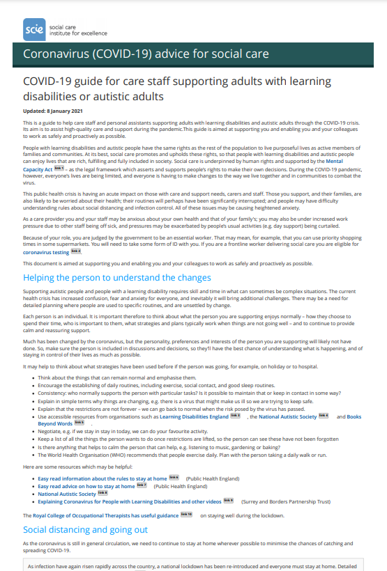 NorthGreyLitC's tweet photo. COVID-19 guide for social workers and occupational therapists supporting adults with learning disabilities and autistic adults [Updated 20th January 2021] - SCIE

#greylit #greyliterature #nglc #COVID19 #COVID19uk #learning_disabilities #autism

https://t.co/BCI9Fou44i https://t.co/ir7tQUKQ8P