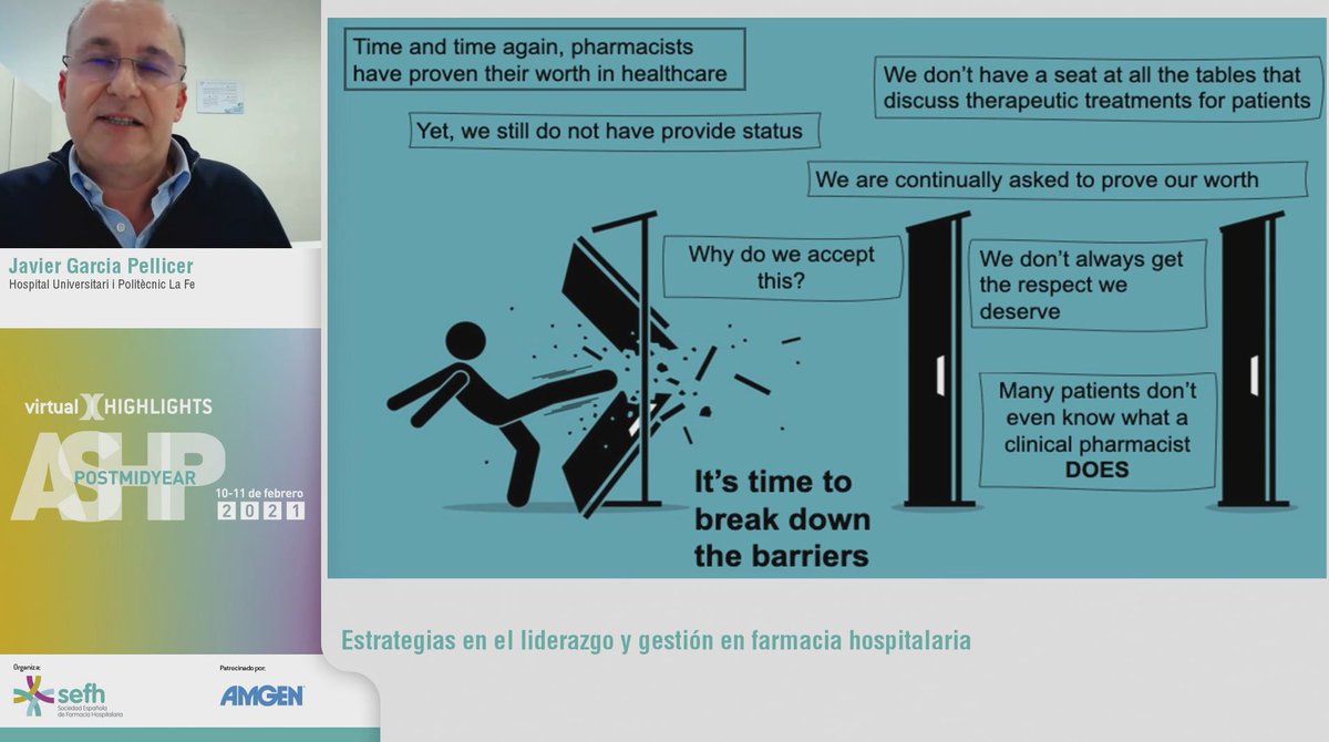 sefh_'s tweet photo. Para prevenir el #burnout son útiles los equipos de alto rendimiento:
👉🏻metas compartidas
👉🏻roles muy claros
👉🏻confianza mutua...
La inteligencia emocional y el problema de la falta de visibilidad de la farmacia también centraron parte del #ASHP2020
@_javiergp #sefhmidyear2020 https://t.co/3DPGzO4OZg