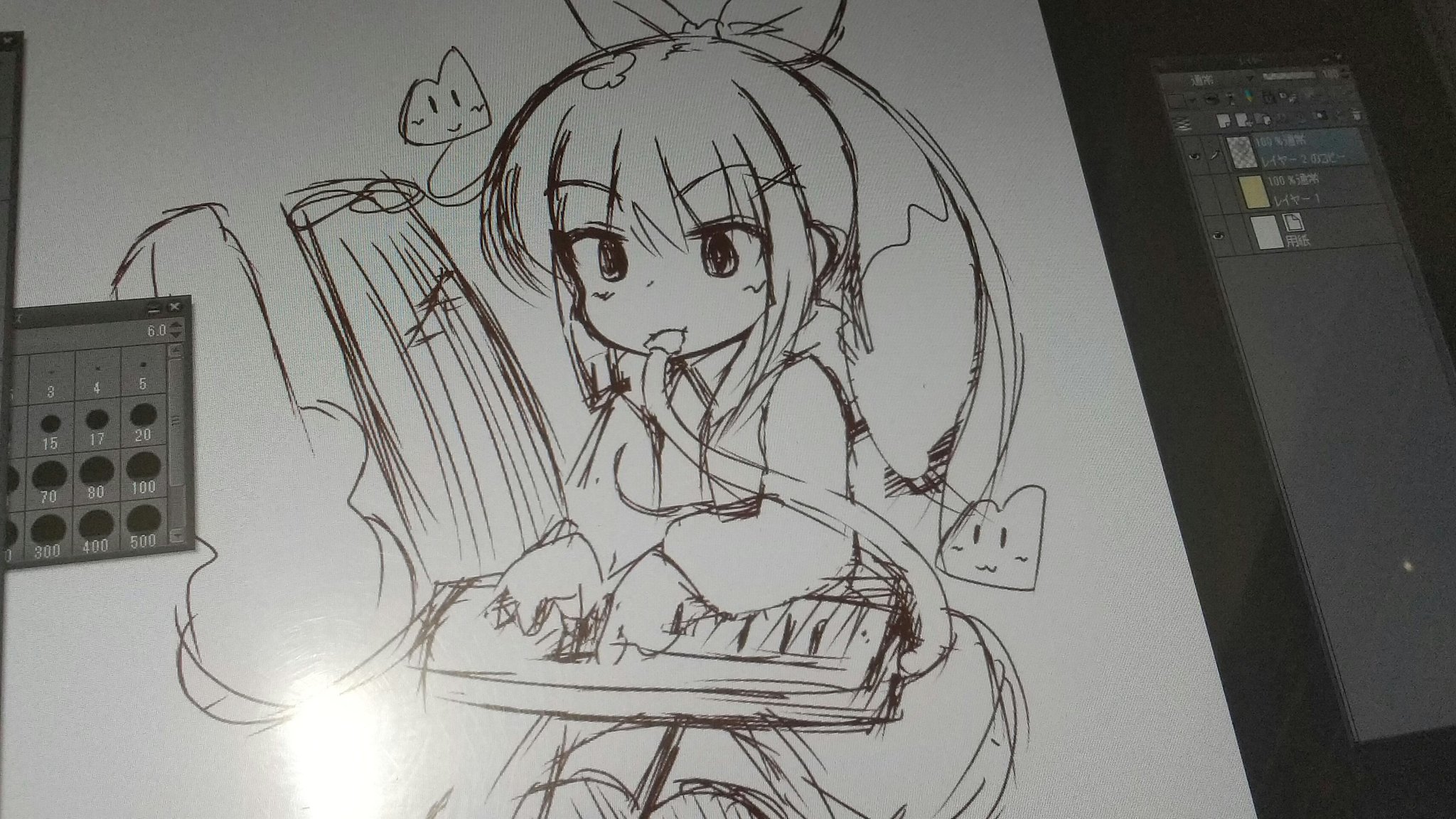 たむたむとちびにゃんこ On Twitter 鍵盤ハーモニカを一生懸命吹く古河さんの線画が出来ましたf アイバニーズギターが無くても古河さんを優しく見守るシャークトゥース ポジションマーク イラスト 女の子イラスト