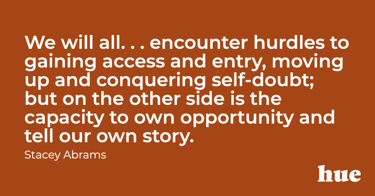 We_are_hue's tweet photo. “We will all, at some point, encounter hurdles to gaining access and entry, moving up and conquering self-doubt; but on the other side is the capacity to own opportunity and tell our own story.” -Stacey Abrams 🙌🏽🙌🏾🙌🏿
#WeAreHue #StaceyAbrams #AmplifyBIPOC https://t.co/oOlIfFnS3S