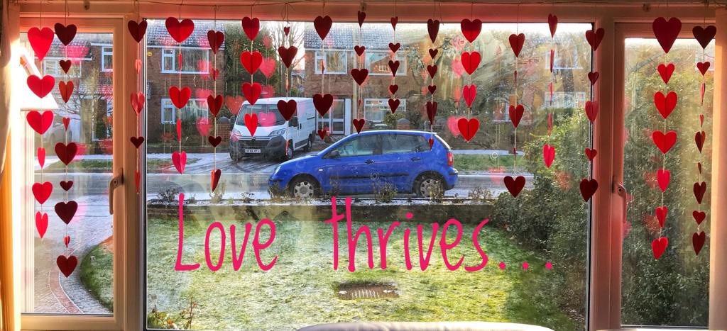 rajpatta's tweet photo. #HeartArt As a church we are decorating our windows with messages spreading love #lovethrives #loveheals @heatonmooruc @HMMChurch @CircuitUnited @MethodistGB @UnitedReformed #beatinglockdown https://t.co/laInre8Eld