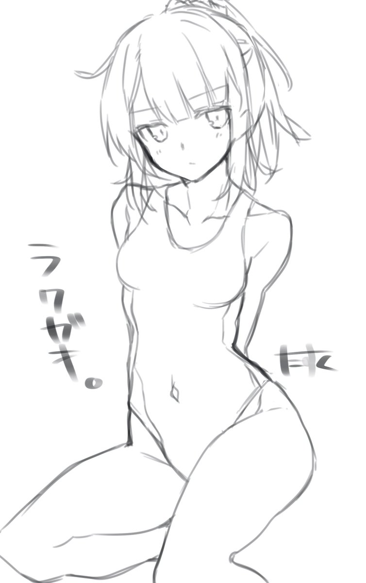 息抜きにゆるキャン見つつしたラクガキのちよもも(水着) 