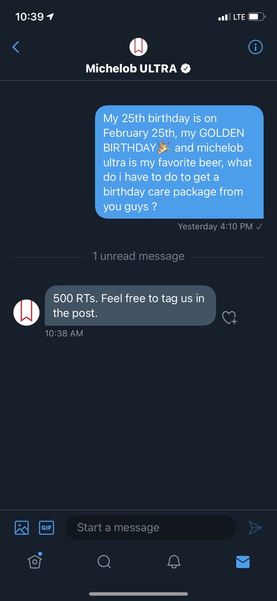 Everyone please retweet this so <a href="/MichelobULTRA/">Michelob ULTRA</a>, MY FAVORITE BEER, will send me a care package for my birthday🍺🎉🥳