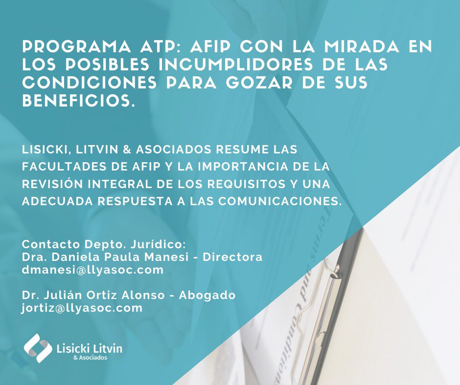 lisickilitvin's tweet photo. Programa #ATP: #AFIP con la mirada en los posibles incumplidores de las condiciones para gozar de sus beneficios.

➡️ https://t.co/ozEiN7gIsp

Cc: @J_OrtizAlonso @emiliocornejoll @lugutierrez_ll https://t.co/Ey9g4SWLhj