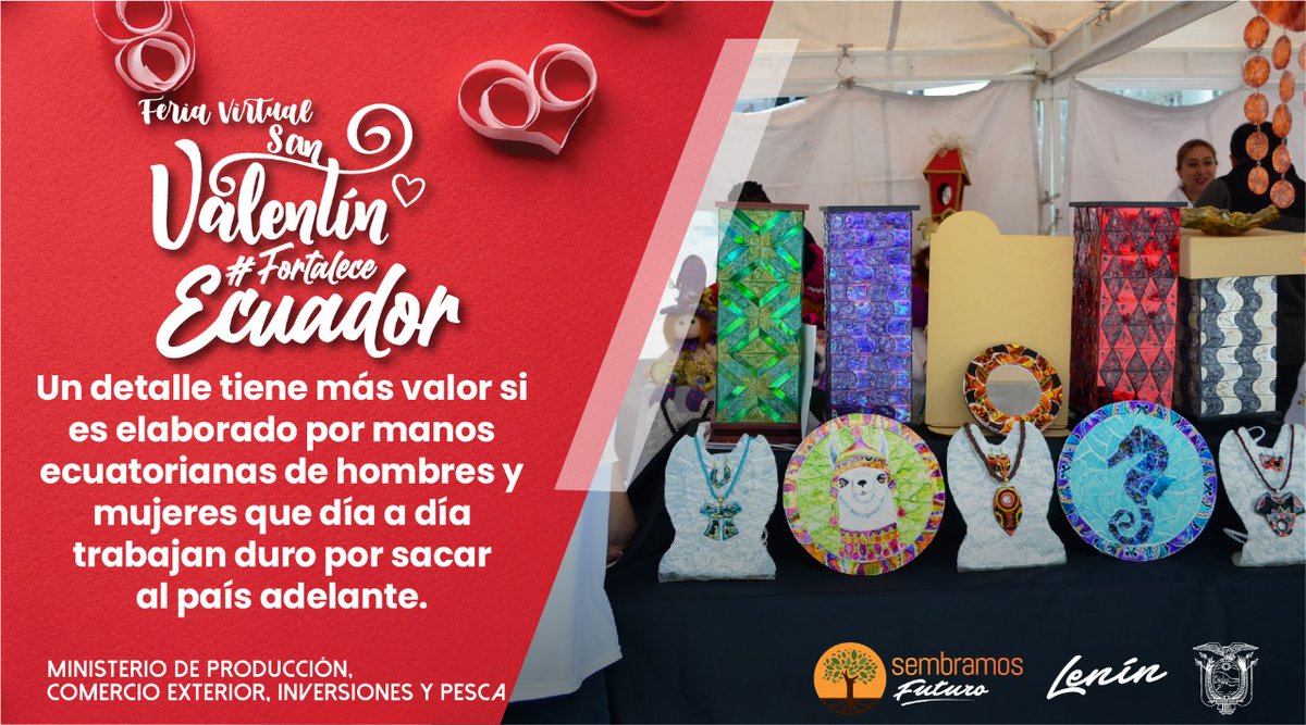 Celebra este Día del Amor y la Amitad  aportando al impulso del comercio local. Visita la Feria Virtual San Valentín #FortaleceEcuador, donde encontrarás una variedad de productos hechos por las manos de artesanos de diferentes provincias del país. bit.ly/3fzgVWG