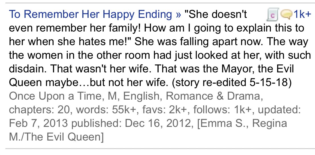 February 11: To Remember Her Happy Ending by hope2x  https://m.fanfiction.net/s/8801528/1/To-Remember-Her-Happy-Ending