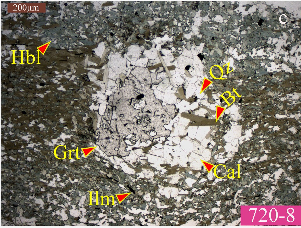 But we can also find nice retrogression features. Garnet pseudomorphism? Got it!Chloritization of biotite? Yes! And it is stunning! <3 #ThinSectionThursday