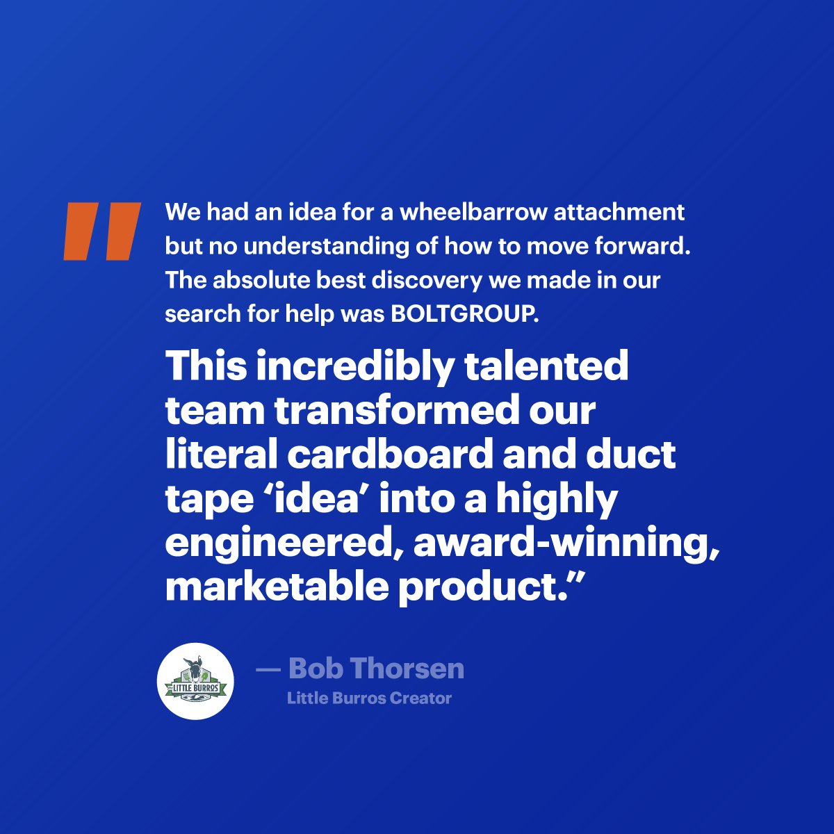 BOLTGROUP's tweet photo. Happy #NationalInventorsDay! We celebrate today w/ the amazing inventors that we've worked w/ by reflecting on some our favorites testimonials–like this one from @littleburros! ..If you need help bringing an idea to life, give us a call! We're ready. https://t.co/fMixtc5mck