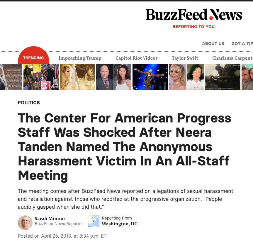 They also covered up rampant complaints of sexually predatory behavior in their organization and then, when they surfaced, outright lied to the public, claiming the knew nothing.But as we'll see with Neera Tanden's confirmation, that stuff is just a partisan game that's played.