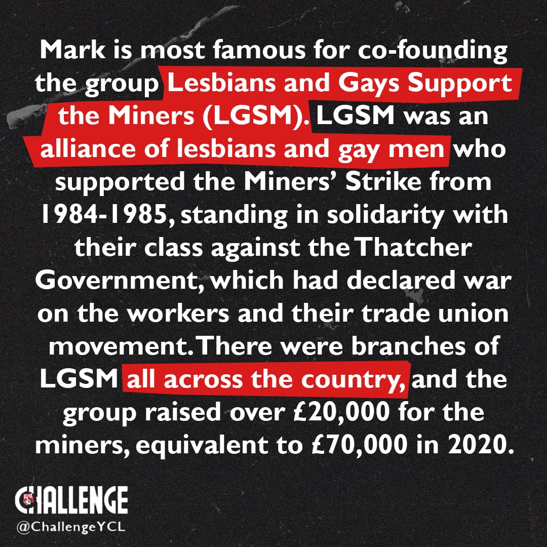 “Mark Ashton, former General Secretary of the Young Communist League of Britain, passed away on the 11th February, 1987, tragically succumbing to HIV/AIDS at the age of 26.”2/5