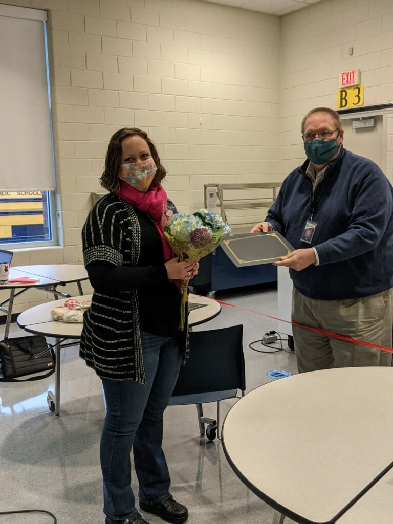 Georgetown_Jags's tweet photo. We are equally proud to announce our Teacher of the Year. Congratualtions Melissa Larimer! Mrs. Larimer is our ITRT and there has been no better year to recognize her than this one. From Chromebooks to remote learning to leading our book study, she does it all! Well deserved! https://t.co/OmKYa36dri