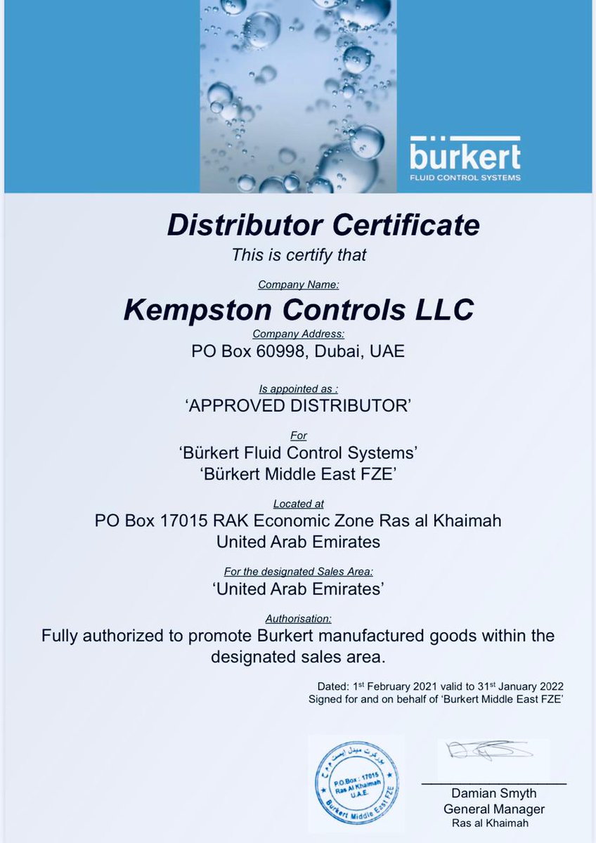 KempstonDubai's tweet image. Capping off the week with this GREAT NEWS!

Kempston Controls Dubai is now the Approved Distributor of BURKERT, the leading brand for Fluid Controls. With this new partnership, we can now outstandingly support you with your #fluidprocessing needs. 👇

✉️sales@kempstoncontrols.ae
